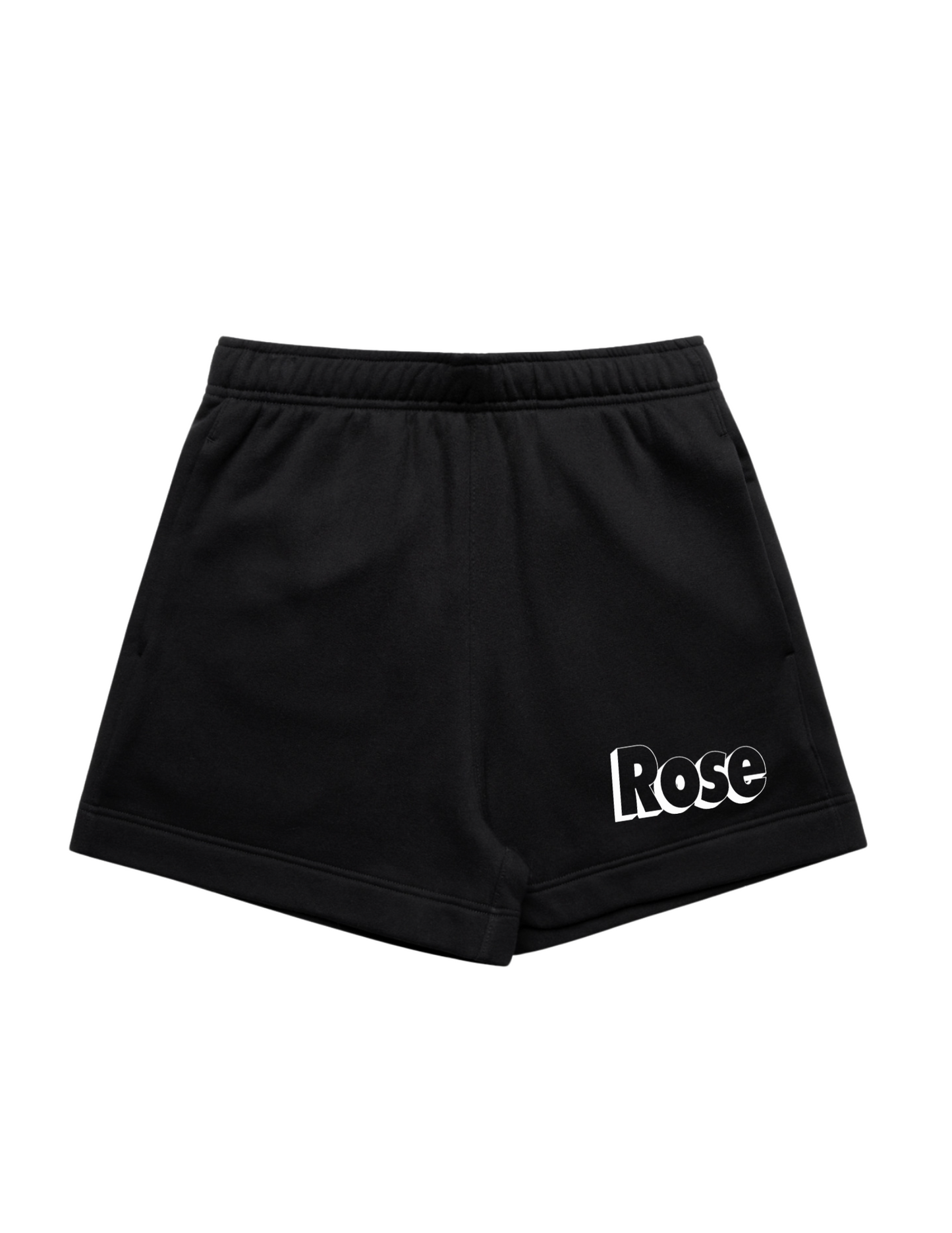 Women's White Block Letter Shorts (Black)