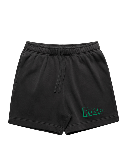 Men's Green Block Letter Shorts (Black)