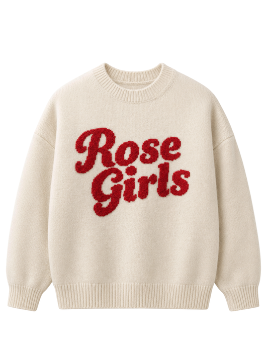 Rose Girls Knitted Sweater (Cream/Red)