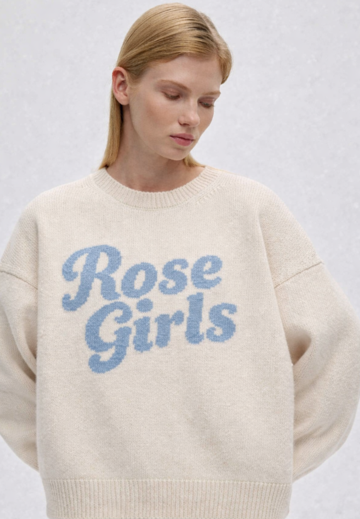 Rose Girls Knitted Sweater (Cream/Blue)