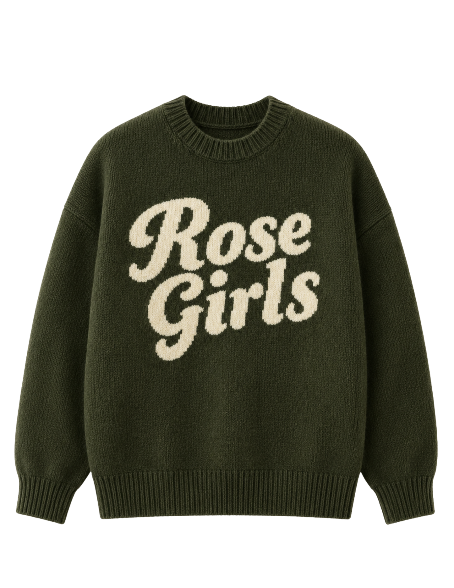 Rose Girls Knitted Sweater (Olive Green)