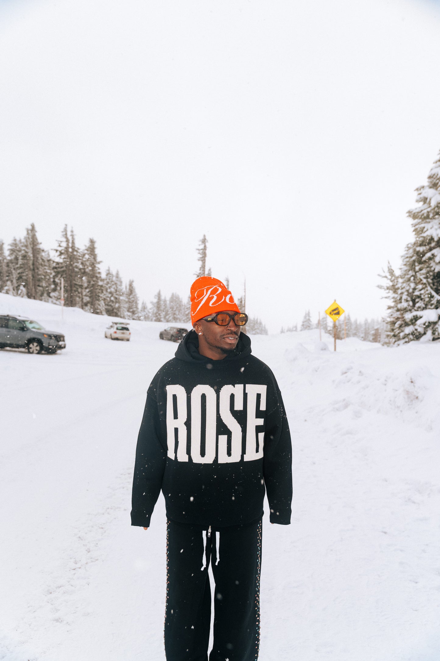 Red Cursive "Rose" Skull Cap