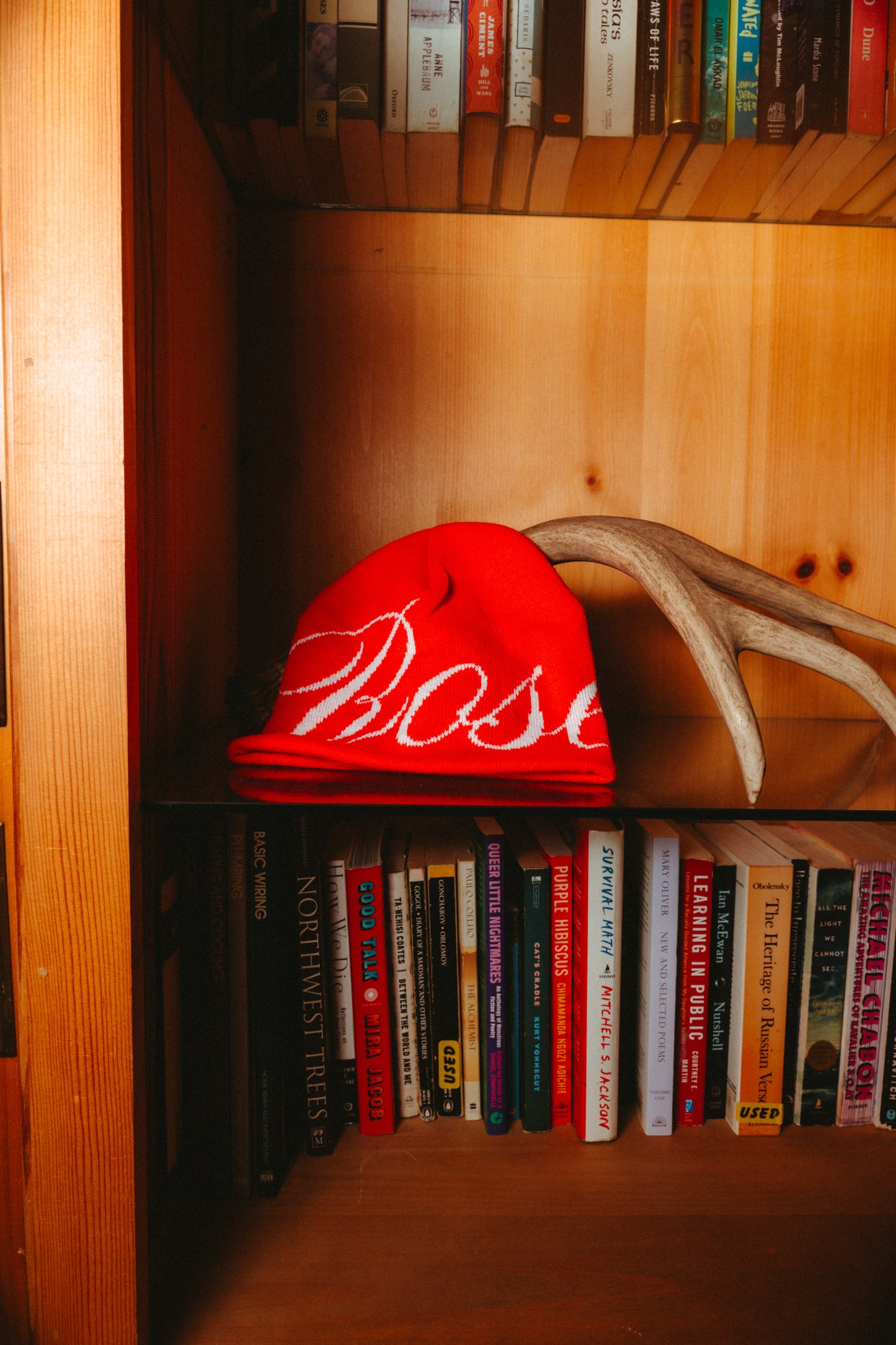 Red Cursive "Rose" Skull Cap